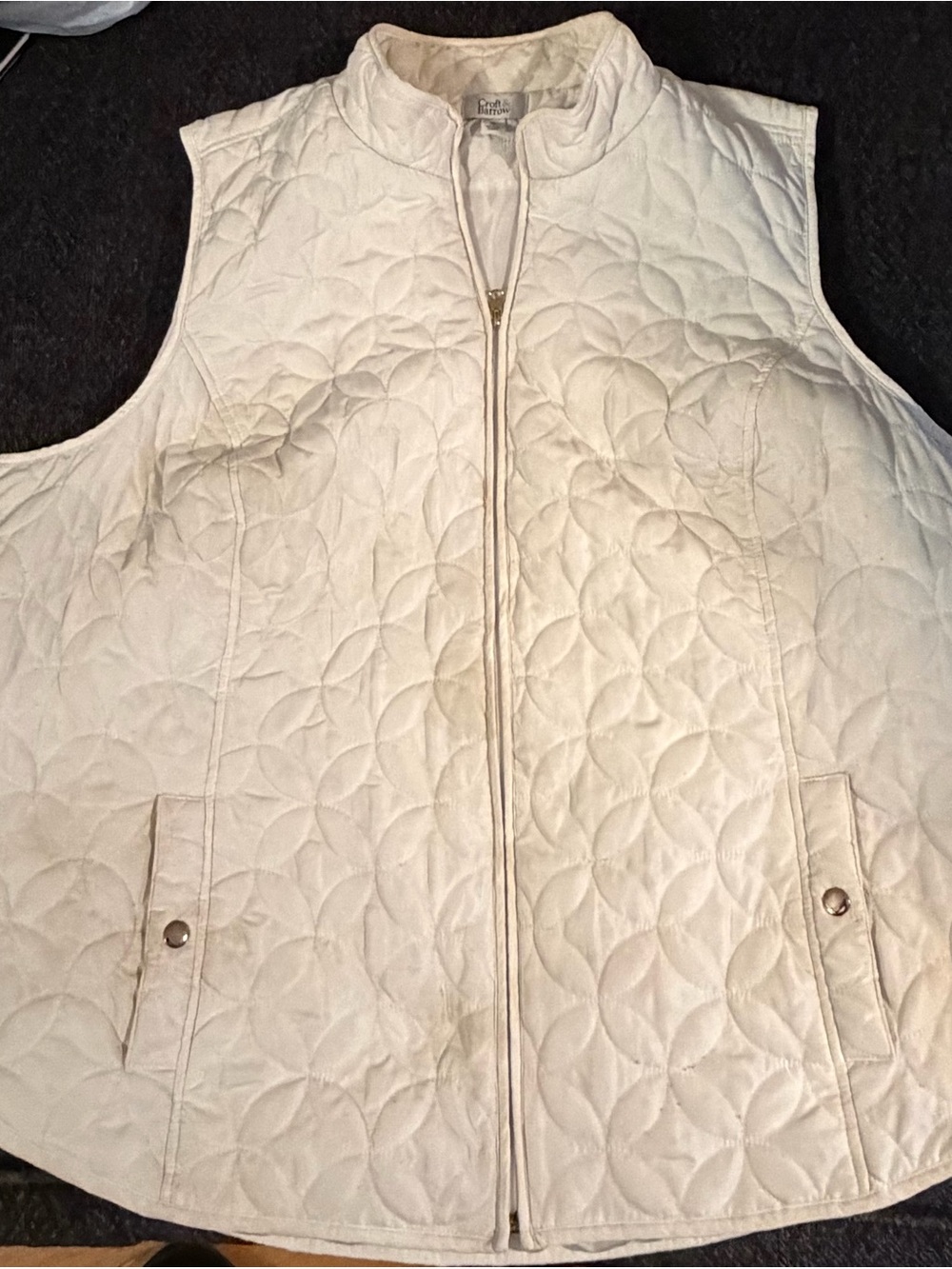 croft & barrow Cream Quilted Sleeveless Vest